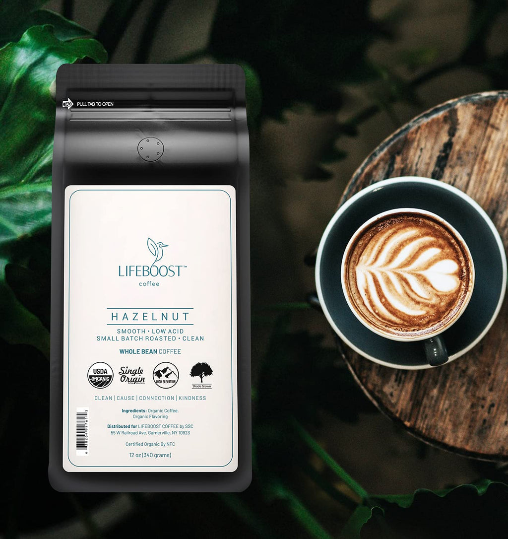 Lifeboost Whole Bean French Vanilla Coffee - Low Acid Single Origin Non-GMO Organic Coffee - Third Party Tested For Mycotoxins & Pesticides - 12 Ounces