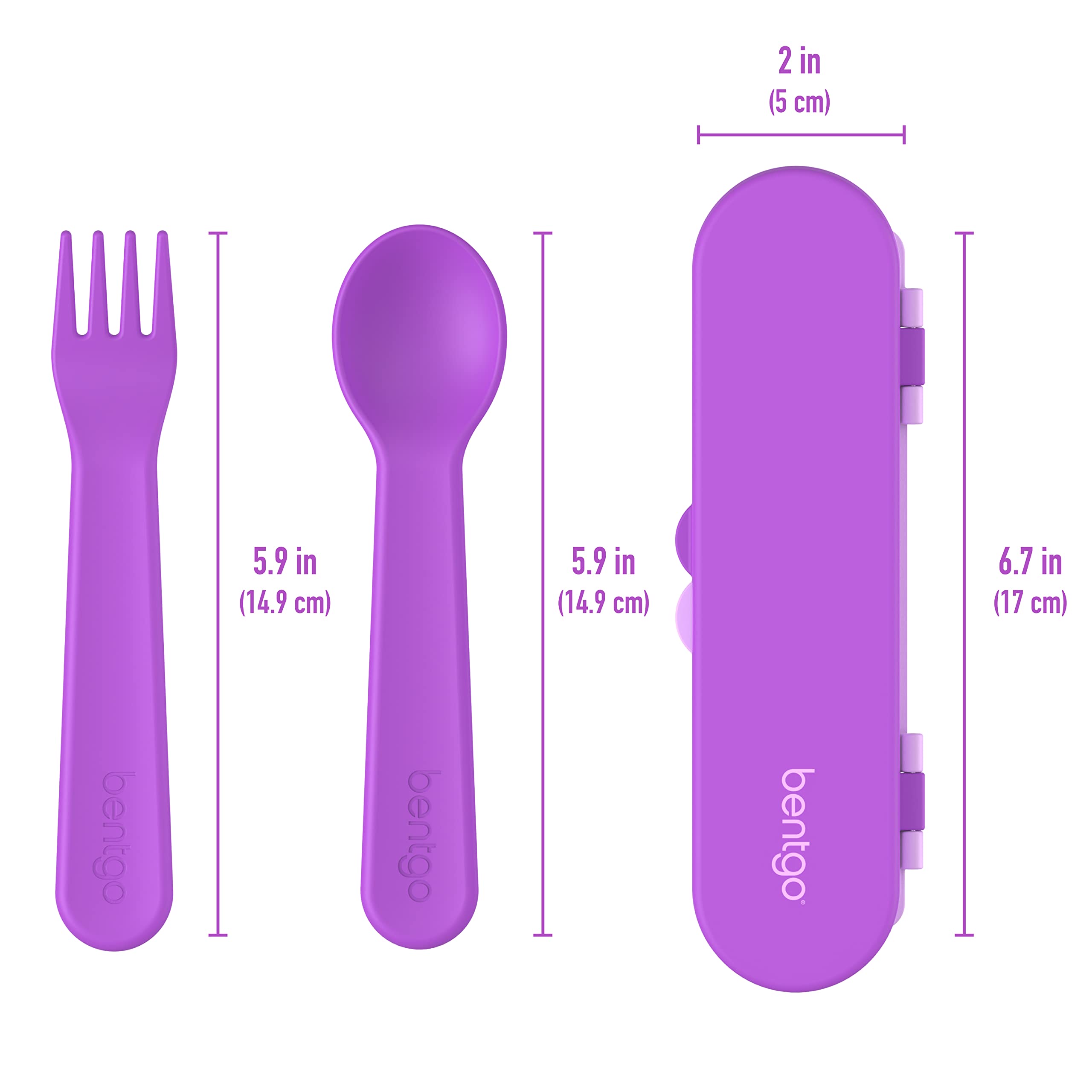 Bentgo Kids Utensil Set - Reusable Plastic Fork, Spoon & Storage Case BPA-Free Materials, Easy-Grip Handles, Dishwasher Safe Ideal for School Lunch, Travel, Outdoors (Rainbows and Butterflies)