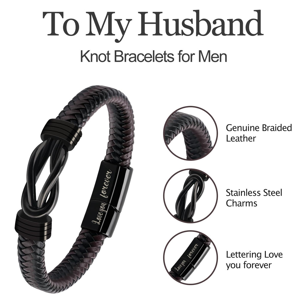 Bracelets Gifts for Men: Valentines Day Gifts for Him Leather Couples Bracelets Anniversary Romantic Gifts for Boyfriend Husband from Wife Valentine's Birthday Christmas