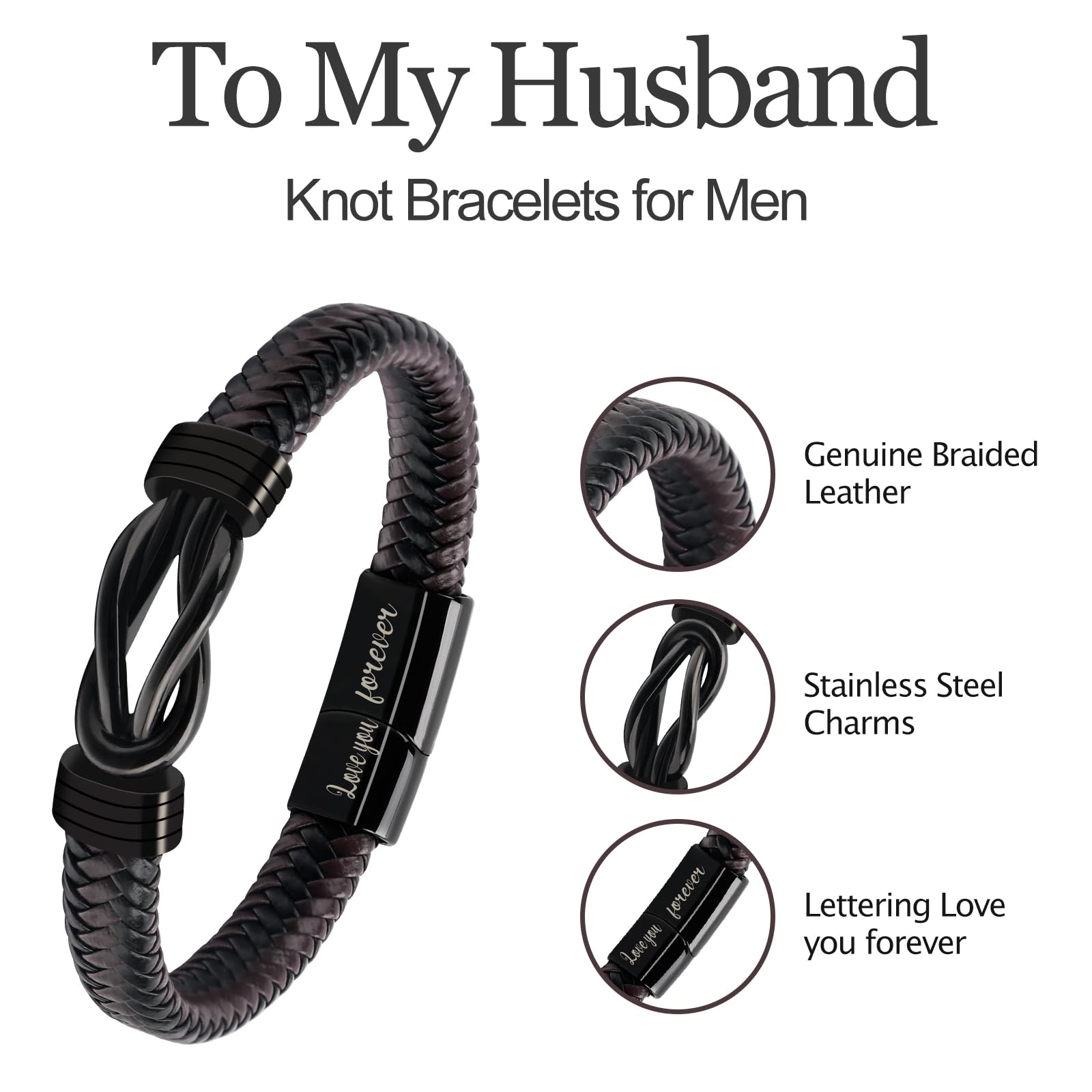 Bracelets Gifts for Men: Valentines Day Gifts for Him Leather Couples Bracelets Anniversary Romantic Gifts for Boyfriend Husband from Wife Valentine's Birthday Christmas