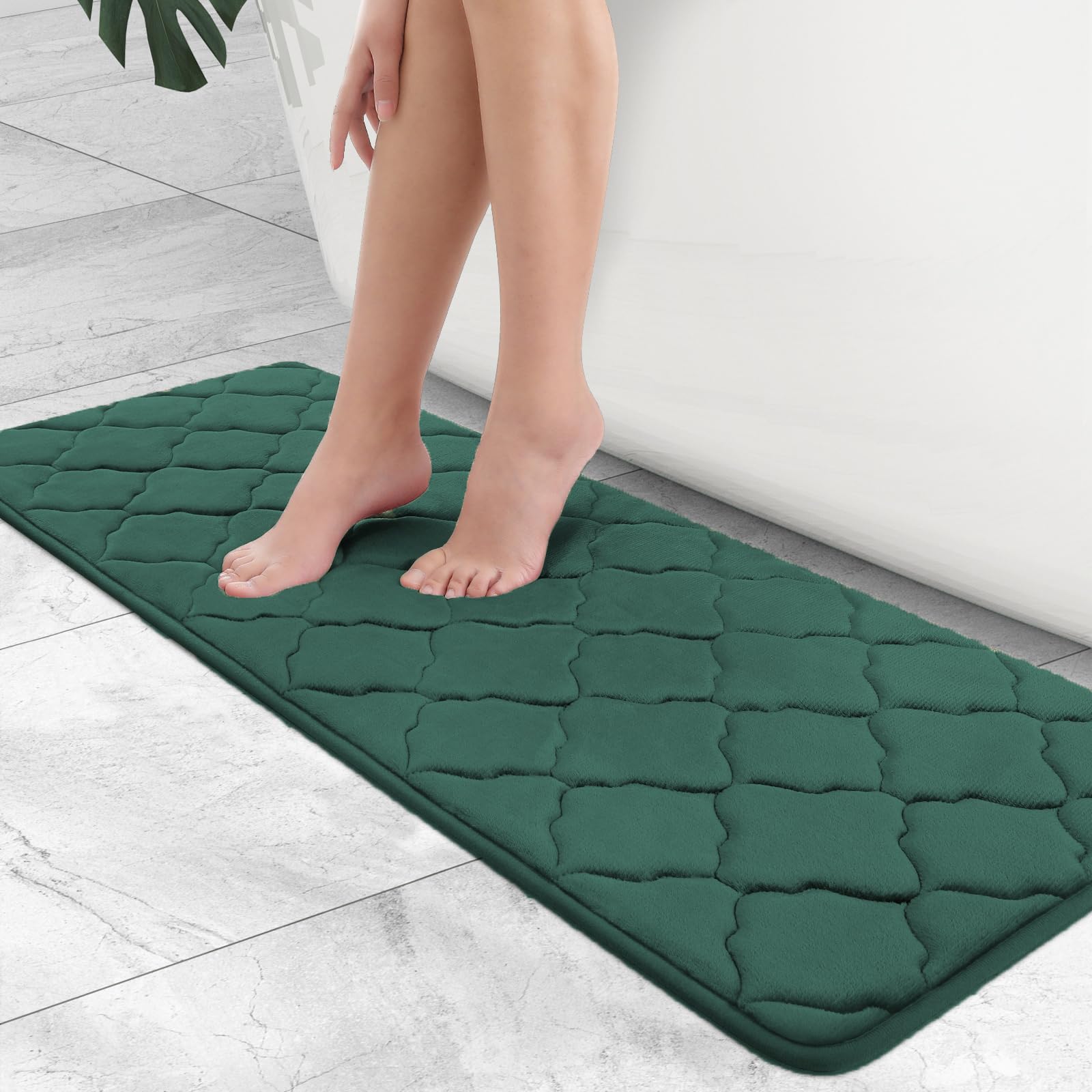 OLANLY Memory Foam Bath Mat Rug 24x16, Ultra Soft and Absorbent Bathroom Rugs, Non-Slip, Comfortable, Machine Washable Bath Carpet for Bathroom Floor, Tub, Shower and Home Decor Accessories, Black