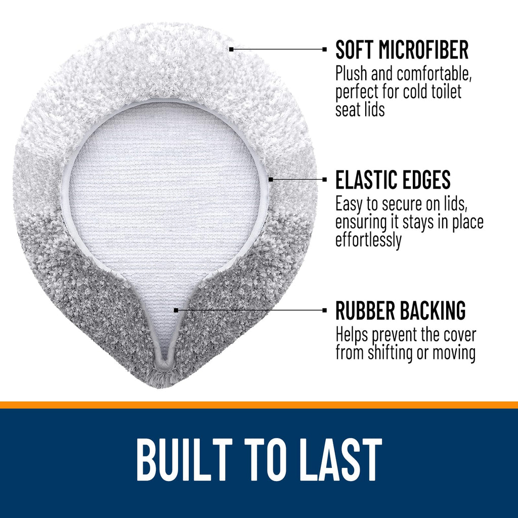 OLANLY Soft Microfiber Bathroom Toilet Lid Cover, Machine Washable Seat Covers, 17.5x15, Stays in Place Rubber Backing, Fits Most Round, Elongated and Oblong Lids, Accessories Decor, Gray