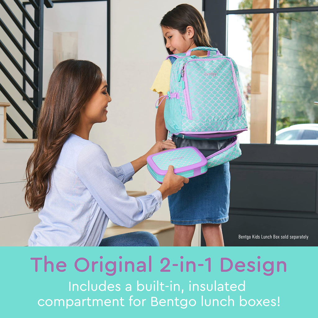 Bentgo Kids 2-in-1 Backpack & Insulated Lunch Bag - Durable 16” Backpack & Lunch Container in Unique Prints for School & Travel - Water Resistant, Padded & Large Compartments (Dinosaur)
