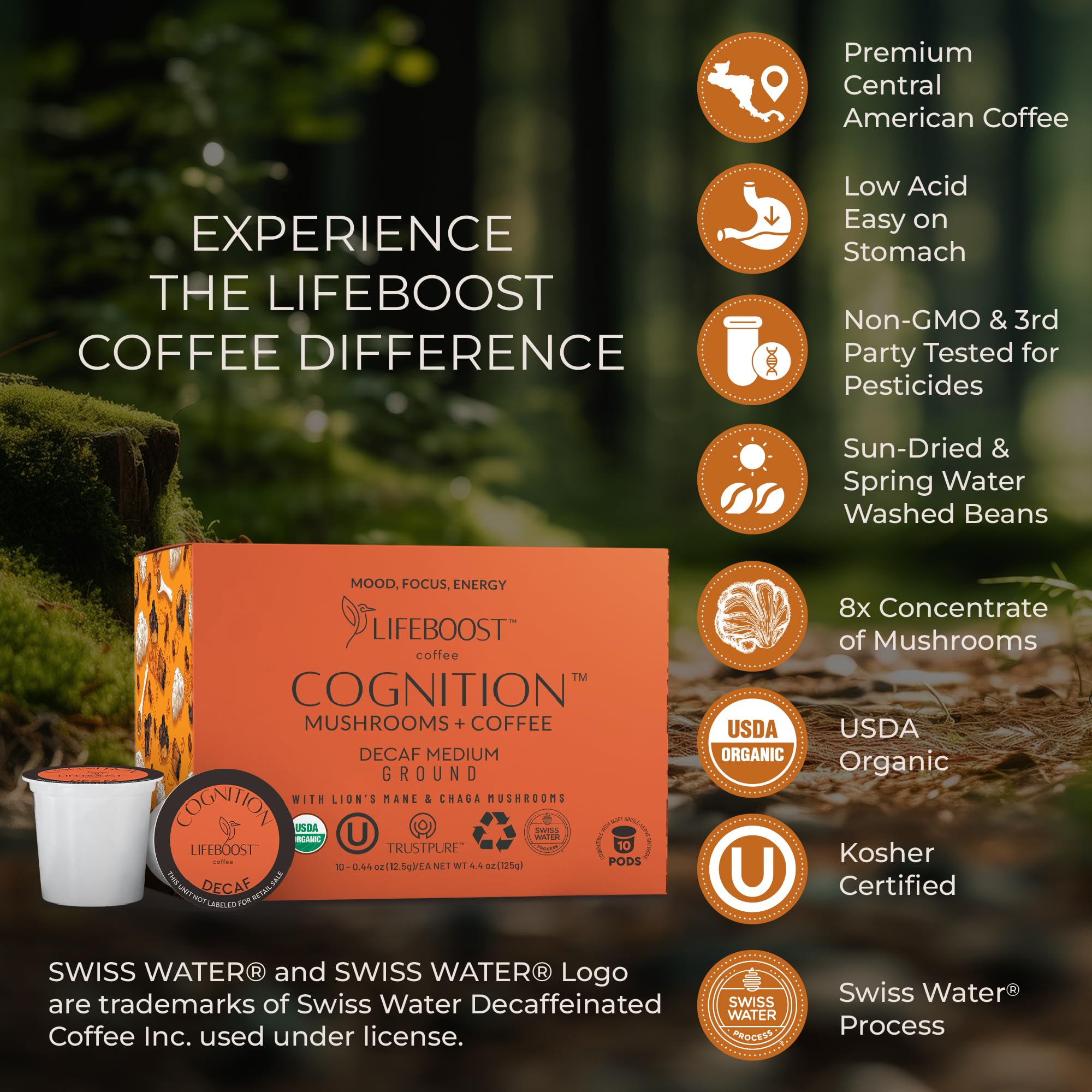 Lifeboost Medium Roast Low Acid Coffee K Cups - Single Origin Mold Free Non-GMO Organic Coffee Pods - Compatible with Keurig & Keurig 2 Machines - 10 Count