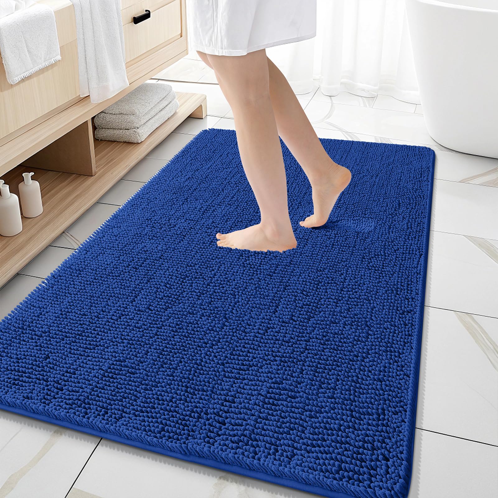 OLANLY Bathroom Rugs 30x20, Extra Soft Absorbent Chenille Bath Rugs, Rubber Backing Quick Dry, Machine Washable Bath Mats for Bathroom Floor, Tub and Shower, Home Decor Accessories, Grey