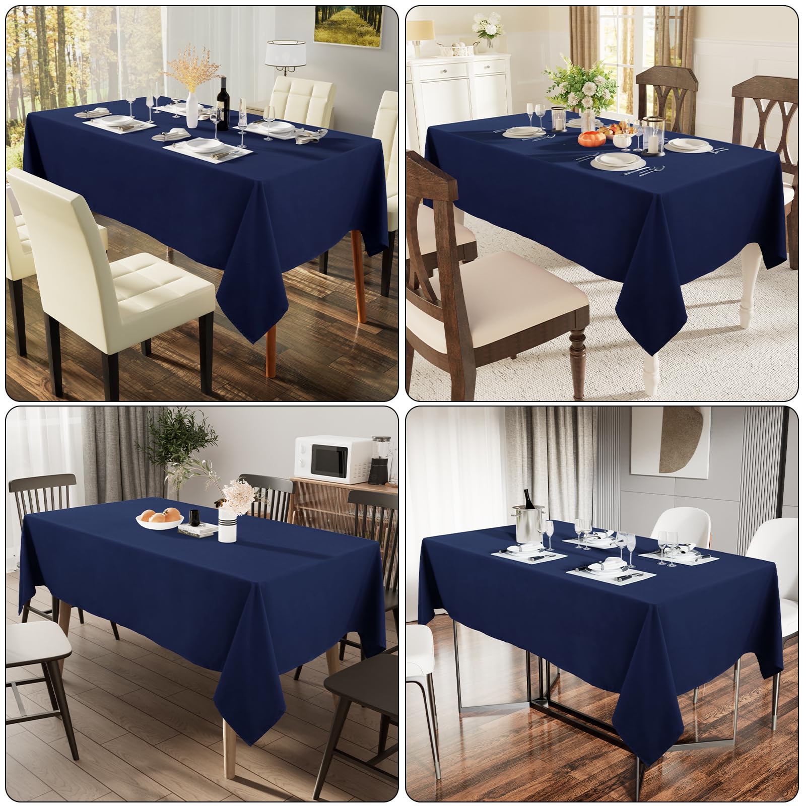 Smiry Rectangle Table Cloth, Waterproof Anti-Scratch Polyester Tablecloth, Decorative Washable Fabric Table Cover for Dining, Buffet, Parties and Outdoor, 60x84, Black