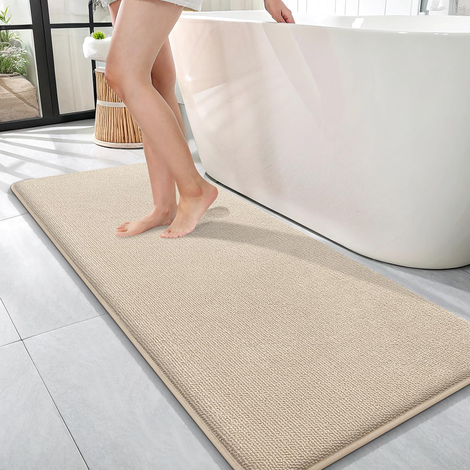 OLANLY Thick Memory Foam Bath Mat Rug 30x20, Extra Soft Absorbent Bathroom Rugs, Quick Dry Bath Mats, Non-Slip, Machine Washable Carpet for Bathroom, Tub and Shower, Home Decor Accessories, Grey