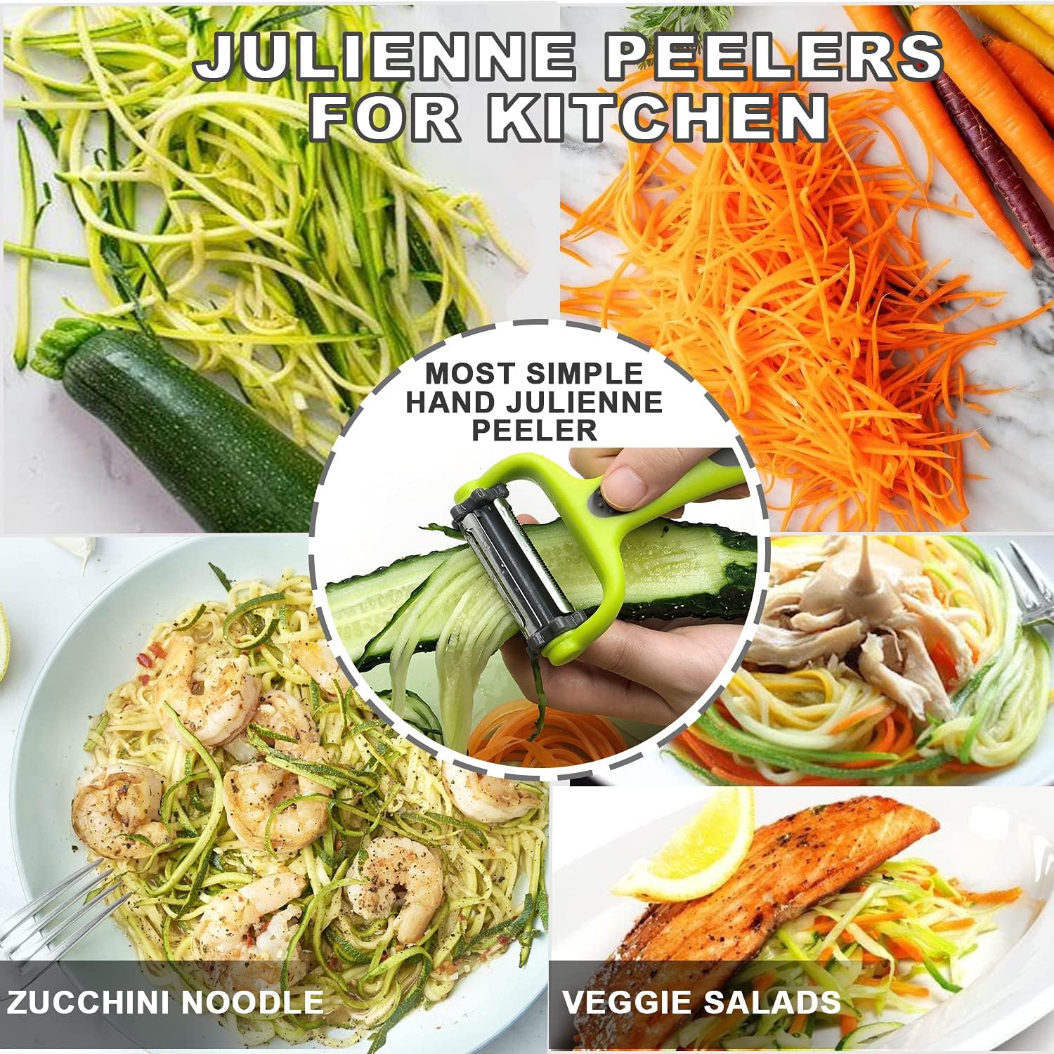 GANNK Potato Apple Vegetable Peelers for Kitchen, I and Y Peelers for Fruit Veggie Potatoes Carrot Cucumber, 3 in 1 Blade Spin Design With Julienne Function