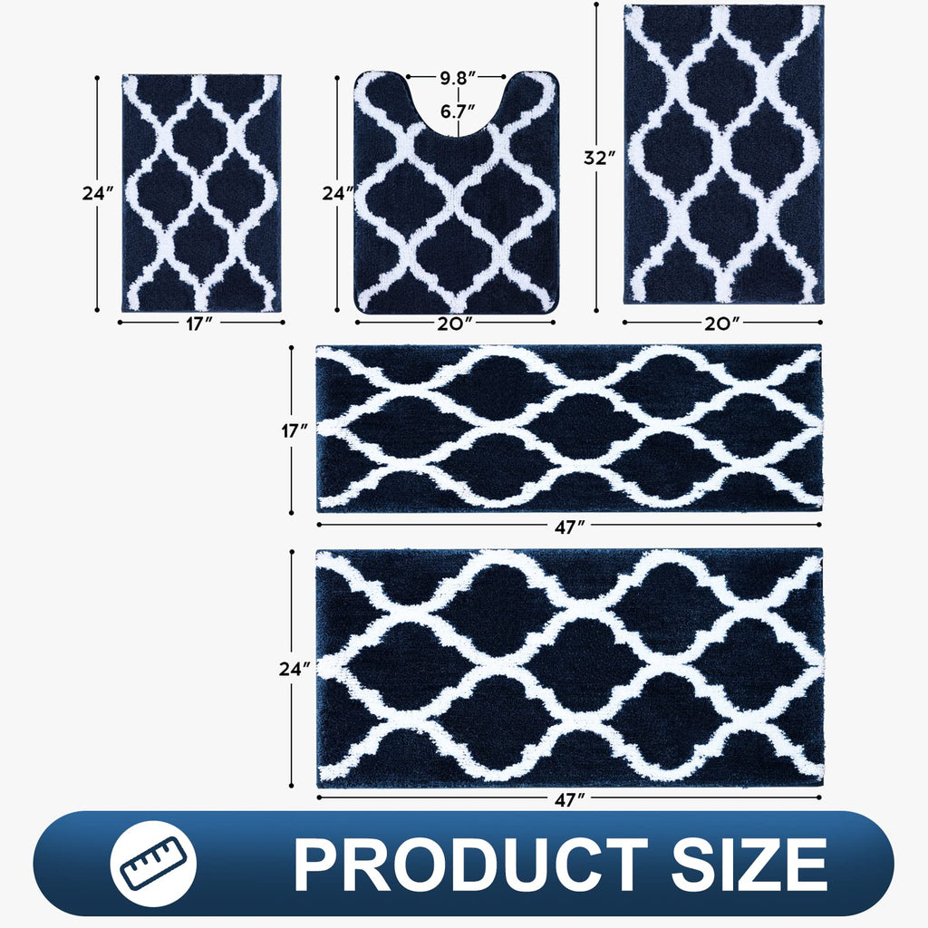 OLANLY Bathroom Rugs 24x16, Soft and Absorbent Microfiber Bath Rugs, Non-Slip Shaggy Shower Carpet, Machine Wash Dry, Bath Mats for Bathroom Floor, Tub and Shower, Grey