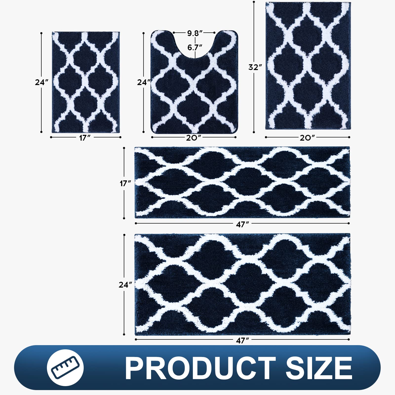 OLANLY Bathroom Rugs 24x16, Soft and Absorbent Microfiber Bath Rugs, Non-Slip Shaggy Shower Carpet, Machine Wash Dry, Bath Mats for Bathroom Floor, Tub and Shower, Grey