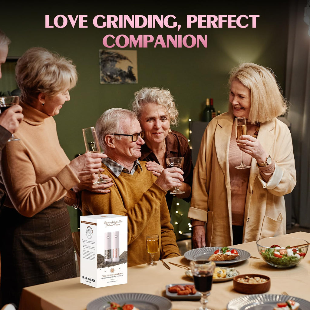 Electric Salt and Pepper Grinder Set Automatic Battery Pepper Mill Shakers Adjustable Coarseness Upgraded Larger Capacity with Led Home and Kitchen Appliances Birthday Gifts for Women Mom