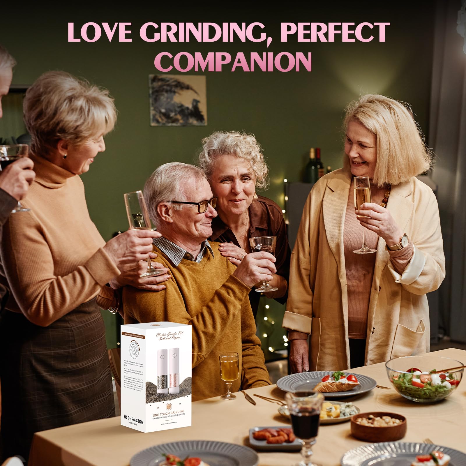 Electric Salt and Pepper Grinder Set Automatic Battery Pepper Mill Shakers Adjustable Coarseness Upgraded Larger Capacity with Led Home and Kitchen Appliances Birthday Gifts for Women Mom