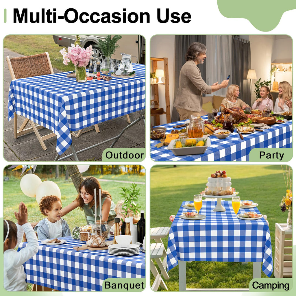 Smiry 3 Pack Red Gingham Disposable Tablecloths - 54" x 108" Heavy Duty Plastic Table Cloth, Waterproof Buffalo Plaid Table Covers for Picnic, Banquets, Outdoor Parties