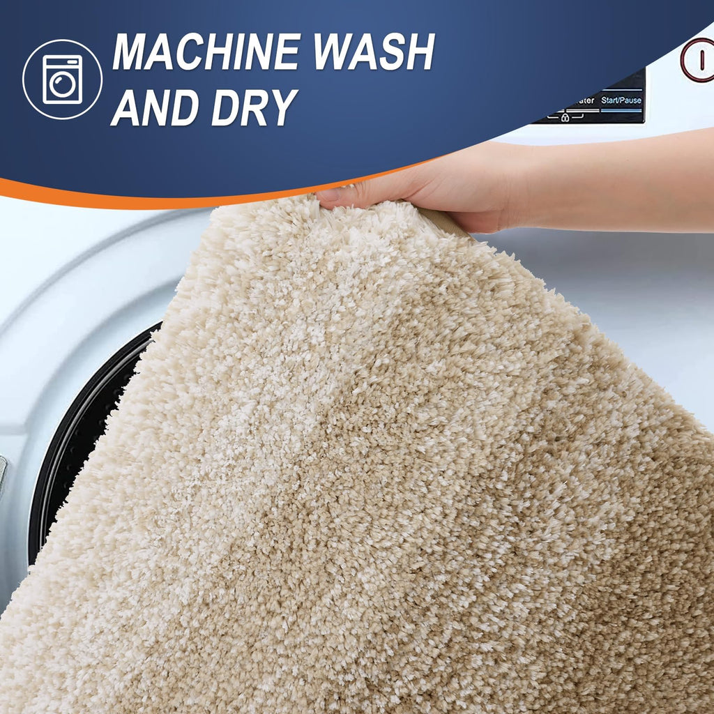 OLANLY Bathroom Rugs Sets 3 Piece, Soft Microfiber Absorbent Bath Mat, U-Shaped Contour Toilet Mat and Toilet Lid Cover, Quick Dry, Machine Washable, Toilet Cover and Rug Set for Bathroom, Grey