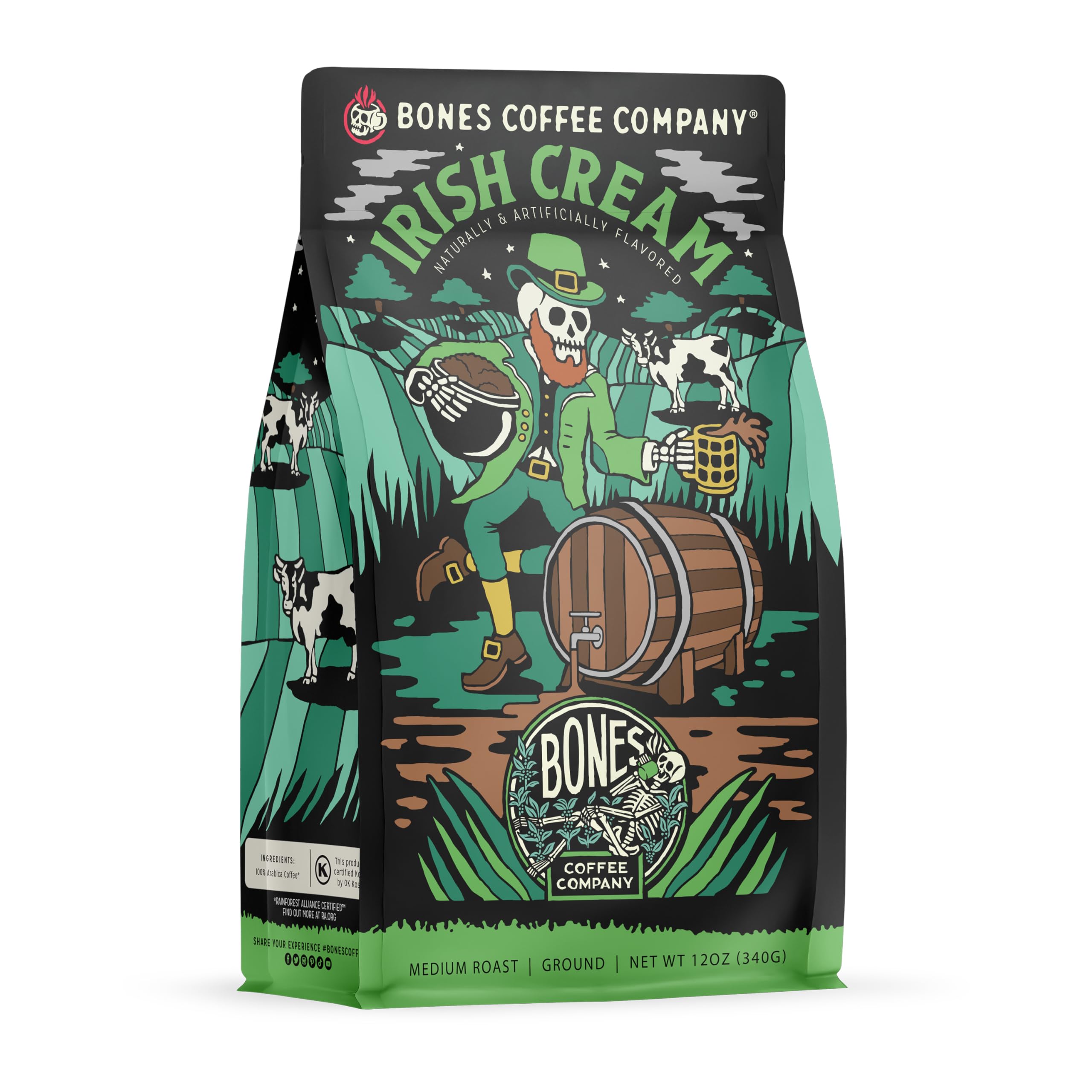Bones Coffee Company Blueberry Blast Cake, Blueberry Pancakes Flavored Coffee, Medium Roast Low Acid Arabica Beans Compatible with Auto drip and French Press Coffee Maker, 12 Oz Ground