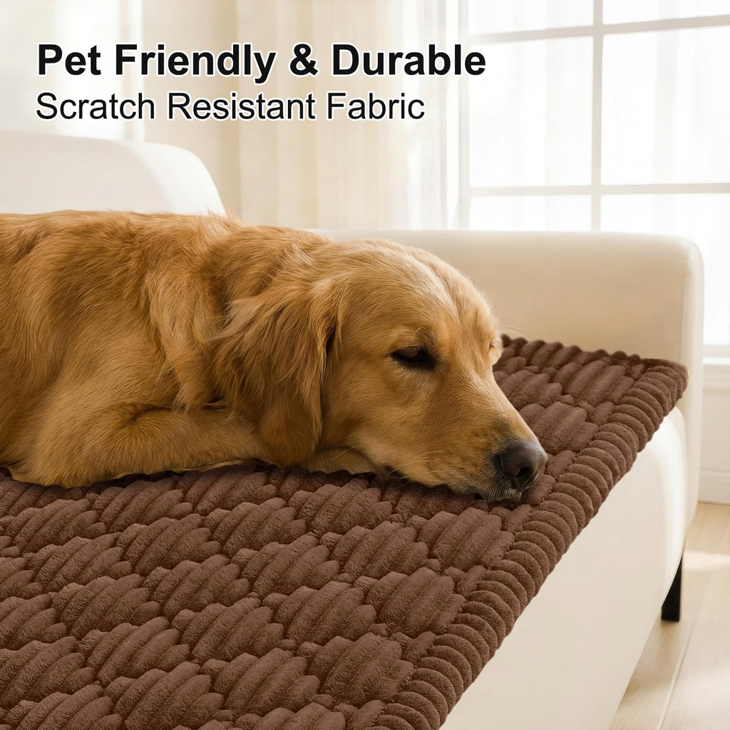 Smiry Pet Couch Cover for Dogs Washable, Non-Slip Fuzzy Couch Covers for 3 Cushion Sofa Pet Friendly, Soft Thick Furniture Protector Sofa Slipcover Mat for Dogs (Camel, 27.6" x 59")