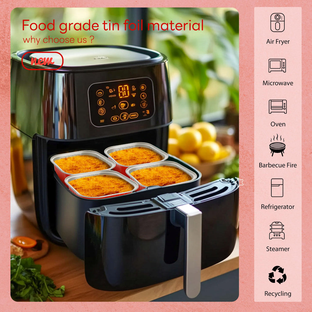 50 Pcs Mini Cake Pans with Lids and Spoons Aluminum Foil Mini Square Baking Cups with Lids Disposable Ramekins Cake Pans Dessert Cups for Wedding Birthday Party(Pink,5oz)