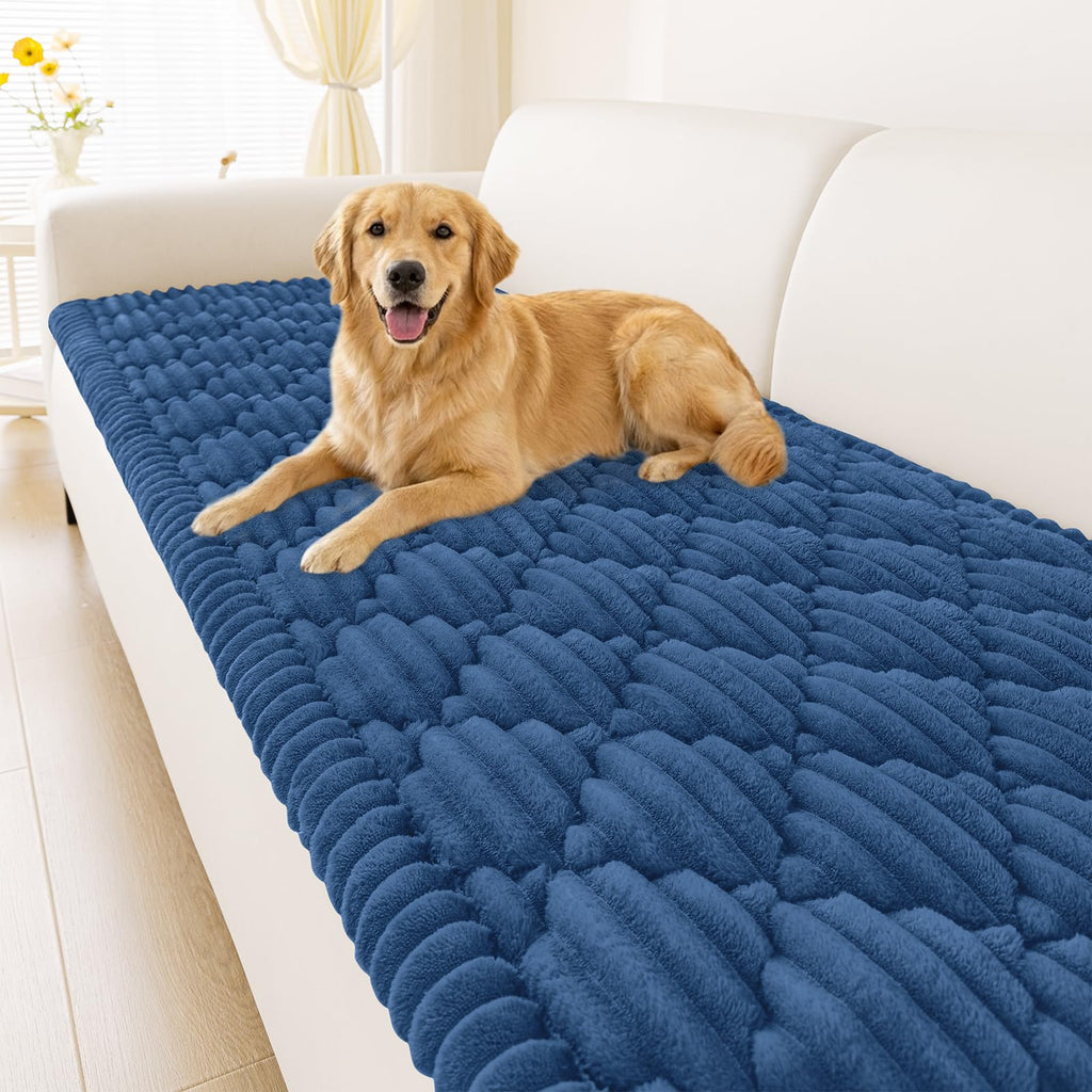 Smiry Pet Couch Cover for Dogs Washable, Non-Slip Fuzzy Couch Covers for 3 Cushion Sofa Pet Friendly, Soft Thick Furniture Protector Sofa Slipcover Mat for Dogs (Camel, 27.6" x 59")