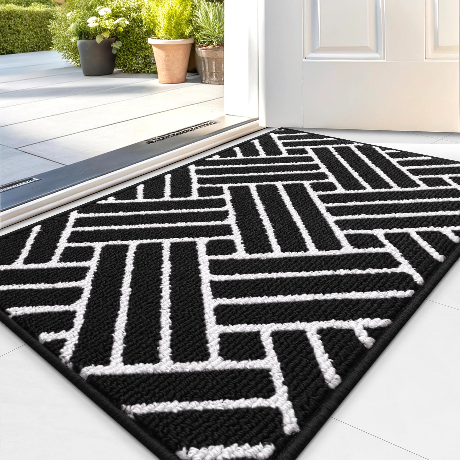 OLANLY Indoor Door Mat, 32x20 Inch, Dirt Resistant and Absorbent, Non-Slip Rubber Backing Floor Mats, Easy Clean Low-Profile Doormat for Entryway, Front Door, and Inside Entrance, Grey