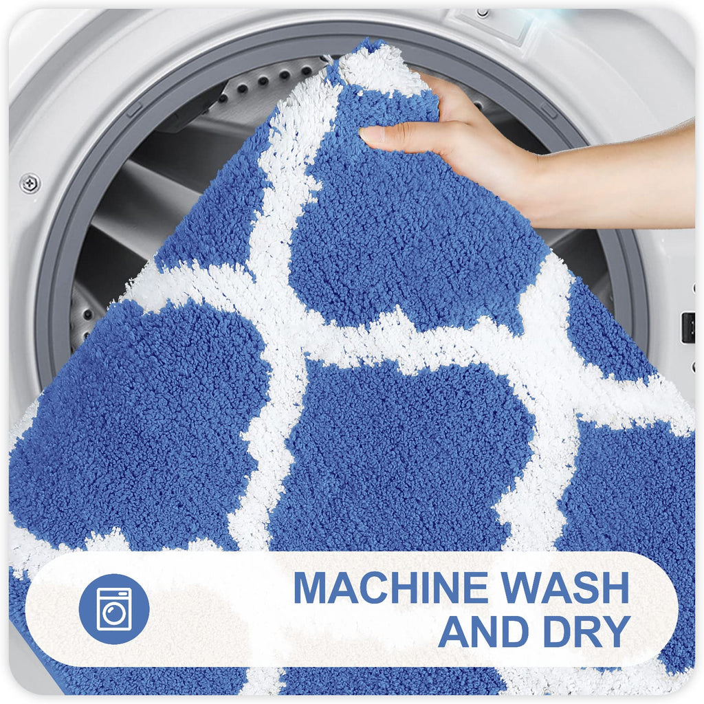 OLANLY Bathroom Rugs 24x16, Soft and Absorbent Microfiber Bath Rugs, Non-Slip Shaggy Shower Carpet, Machine Wash Dry, Bath Mats for Bathroom Floor, Tub and Shower, Grey