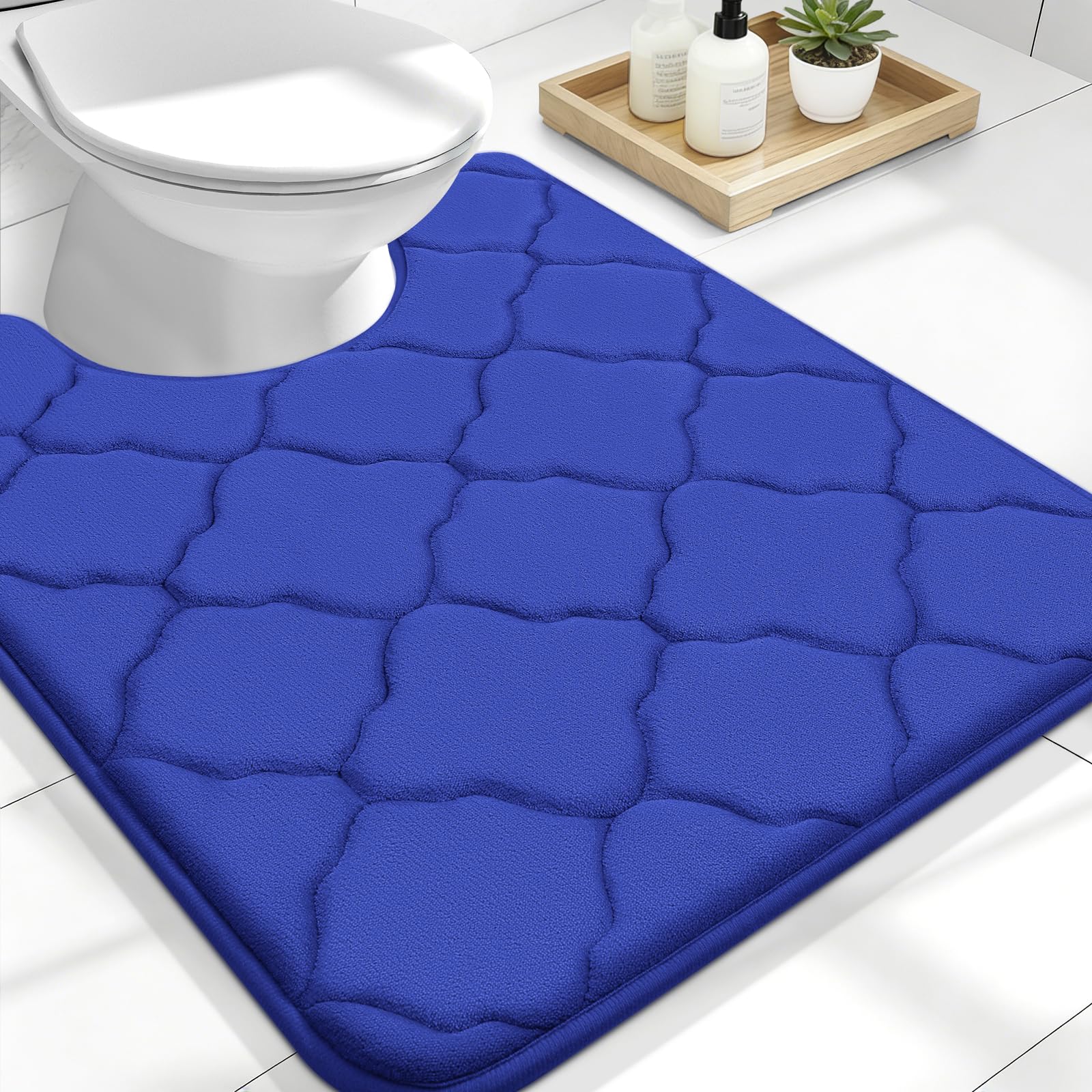 OLANLY Memory Foam Bath Mat Rug 24x16, Ultra Soft and Absorbent Bathroom Rugs, Non-Slip, Comfortable, Machine Washable Bath Carpet for Bathroom Floor, Tub, Shower and Home Decor Accessories, Black