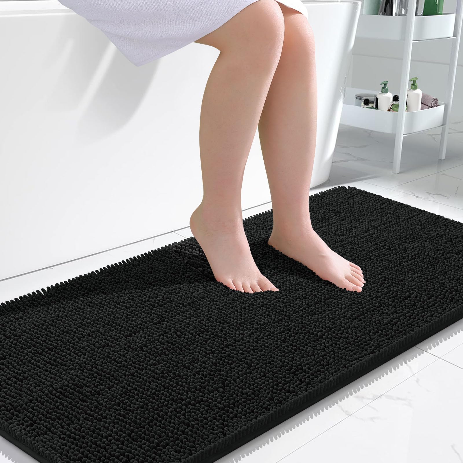 OLANLY Bathroom Rugs 30x20, Extra Soft Absorbent Chenille Bath Rugs, Rubber Backing Quick Dry, Machine Washable Bath Mats for Bathroom Floor, Tub and Shower, Home Decor Accessories, Grey