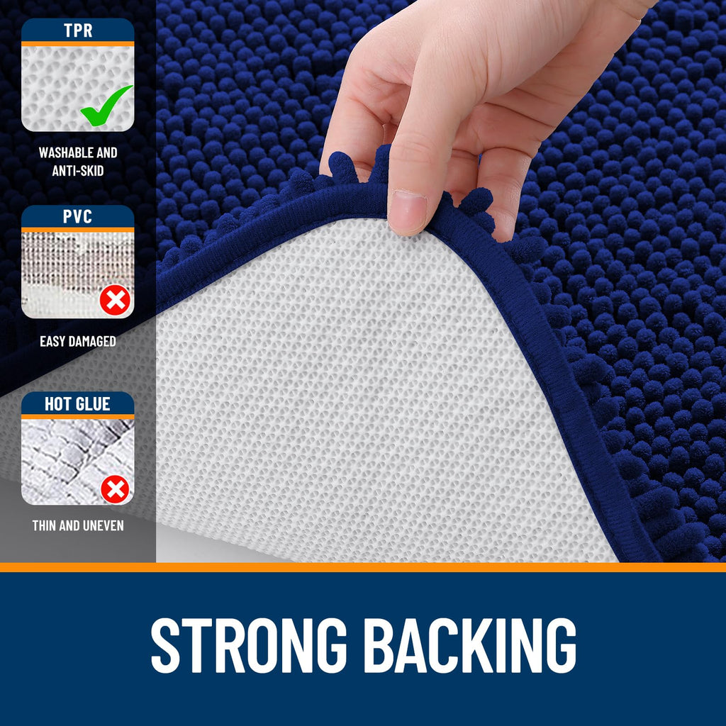 OLANLY 30-inch Round Bathroom Rugs, Extra Soft and Absorbent Chenille Bath Rugs, Quick Dry Machine Washable Bath Mats for Bathroom Floor, Tub and Shower, Home Decor Accessories, Grey