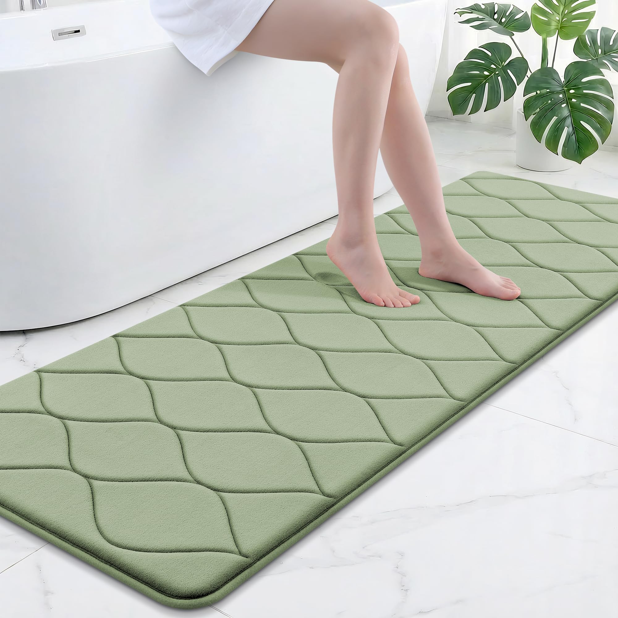 Smiry Memory Foam Bath Mat 30''x20'', Ultra Soft Non-Slip Bathroom Rug, Plush Water Absorbent Quick Dry and Machine Washable Floor Mat for Shower, Tub & Home Decor, Grey