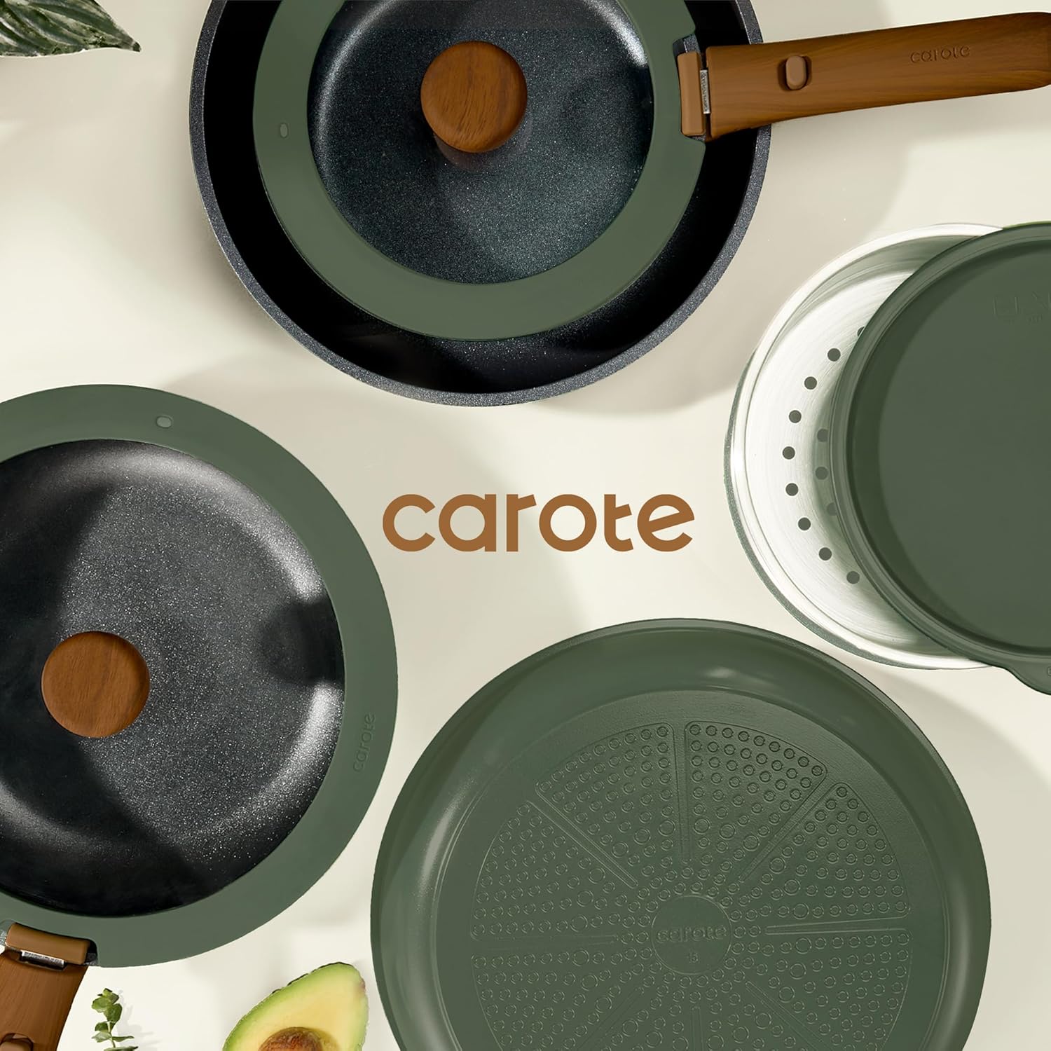 CAROTE 15pcs Pots and Pans Set, Nonstick Cookware Set Detachable Handle, Induction Kitchen Cookware Sets Non Stick with Removable Handle, RV Cookware Set, Oven Safe