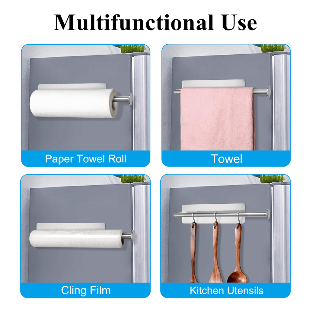 RedCall 2 Pack Magnetic Paper Towel Holder for Fridge,Black Kitchen Towel Holder for Refrigerator/BBQ Grills/Griddles Toolbox/RV,Powerful Magnetic Towel Bar,Kitchen Bathroom Organizers and Storage
