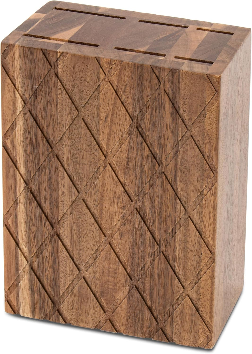 RedCall Universal Knife Block,6 Slot Acacia Wood Kitchen Knife Holder,Well Made Elegant Knives Storage Organizer for Countertop