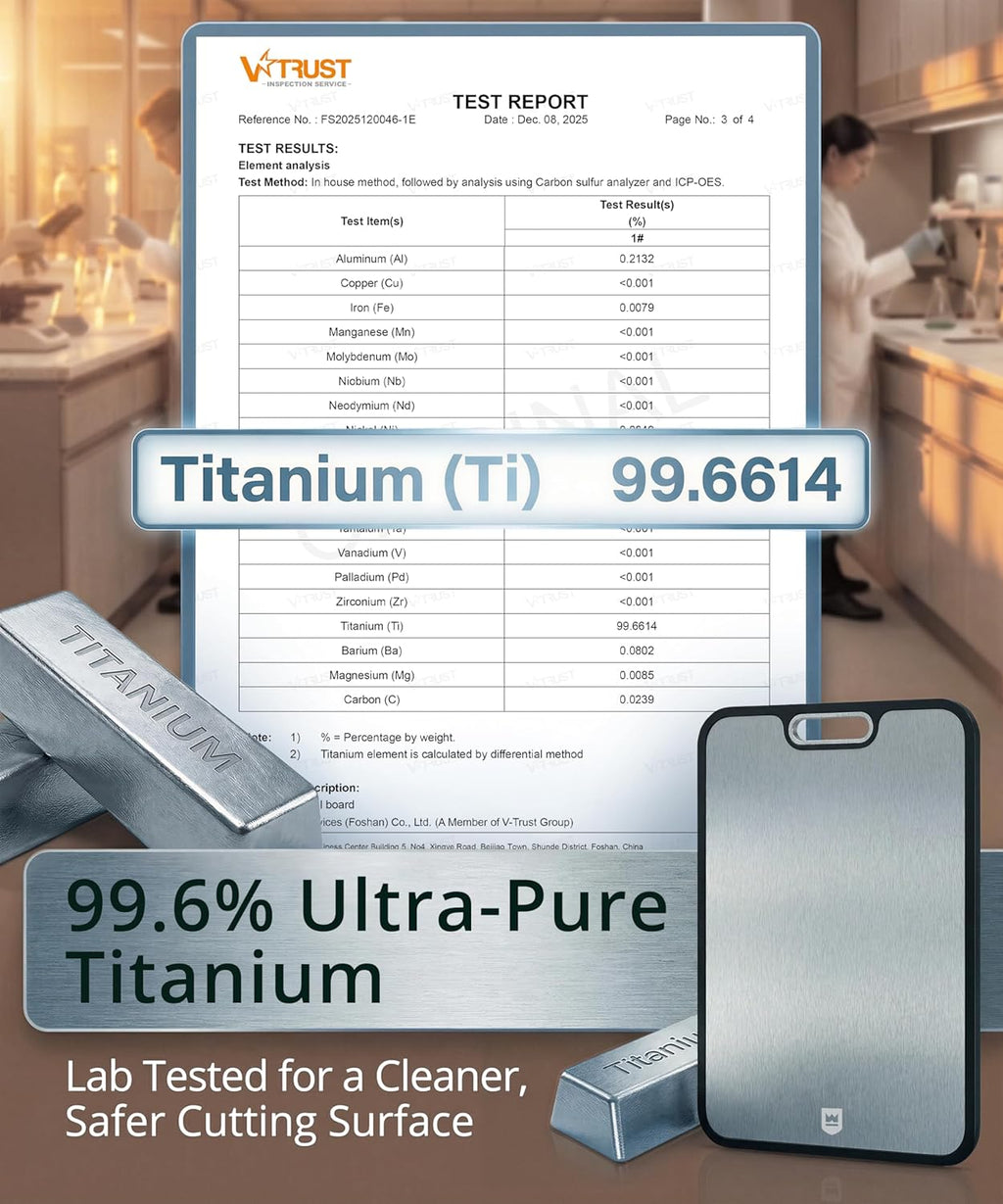 Titanium Cutting Board for Kitchen, Double Sided Cutting Board, Pure Titanium & PP, Large Metal Chopping Board with Juice Groove for Meat and Vegetables, Easy to Clean, 15”×10.4”