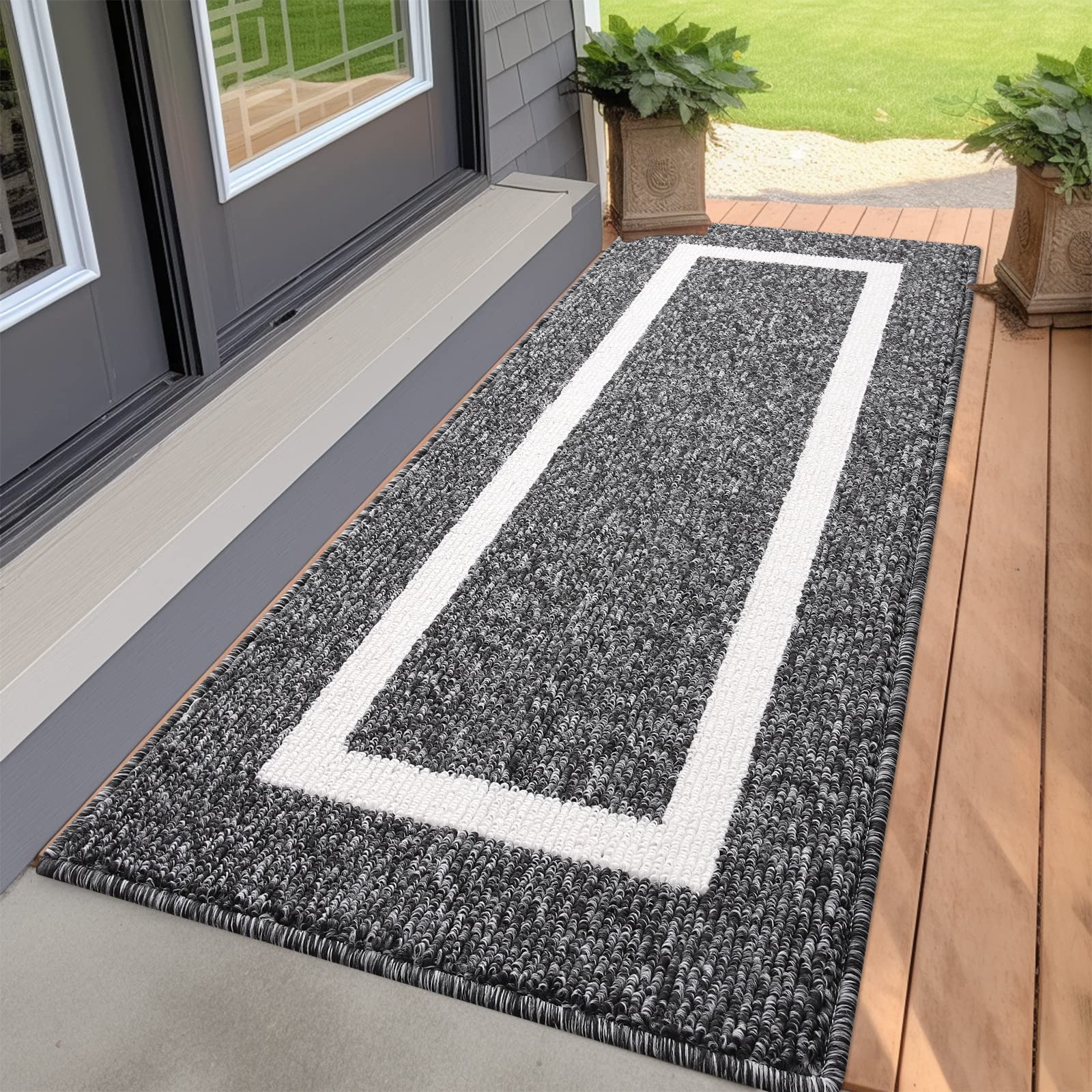 OLANLY Indoor Door Mat, 32x20, Non-Slip Absorbent Resist Dirt Entrance Mat, Washable Low-Profile Inside Entry Doormats for Entryway, Grey