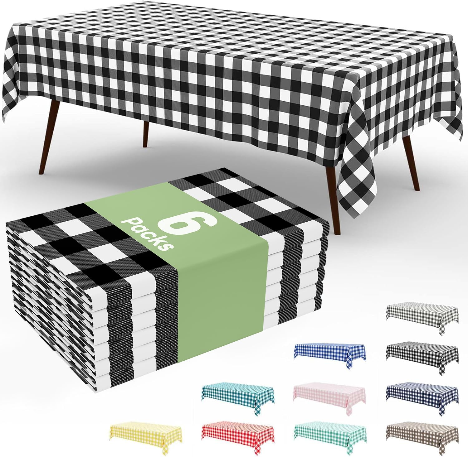 Smiry 3 Pack Red Gingham Disposable Tablecloths - 54" x 108" Heavy Duty Plastic Table Cloth, Waterproof Buffalo Plaid Table Covers for Picnic, Banquets, Outdoor Parties