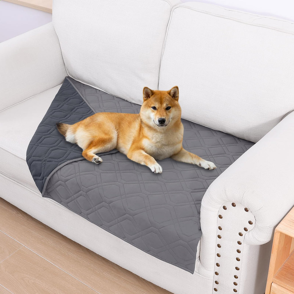 Smiry Waterproof Couch Covers for Dogs Washable, Reversible Pet Couch Covers for 3 Cushion Sofa Pet Friendly, Soft Sofa Furniture Protector for Dogs Cat Kids, Checkered (30"x70", Grey/Dark Grey)