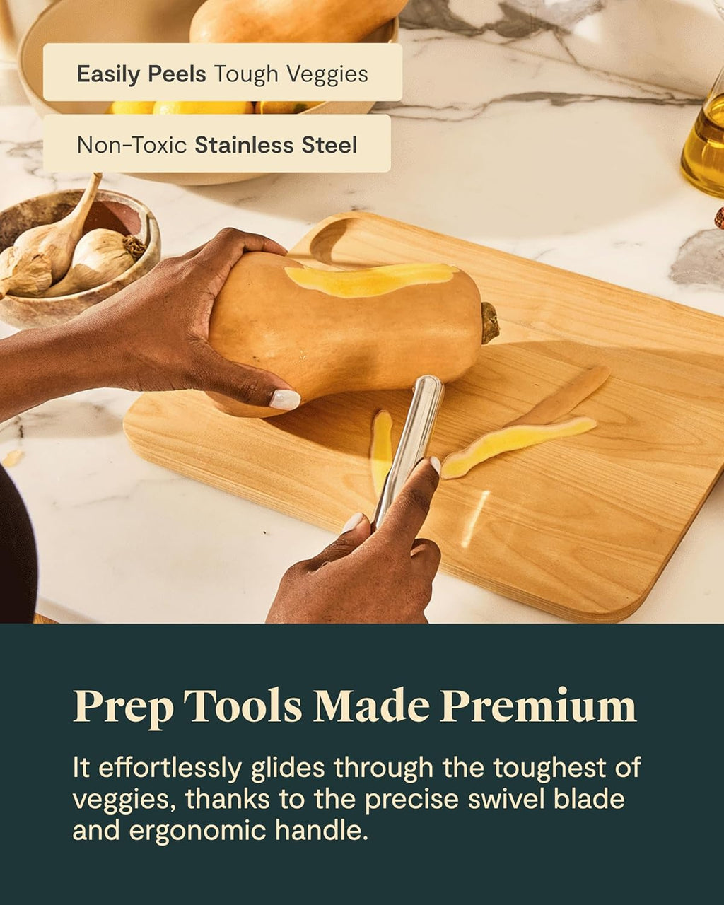 Caraway Vegetable Peeler - Non Toxic Stainless Steel - Essential Kitchen Tool - Ergonomic Handle