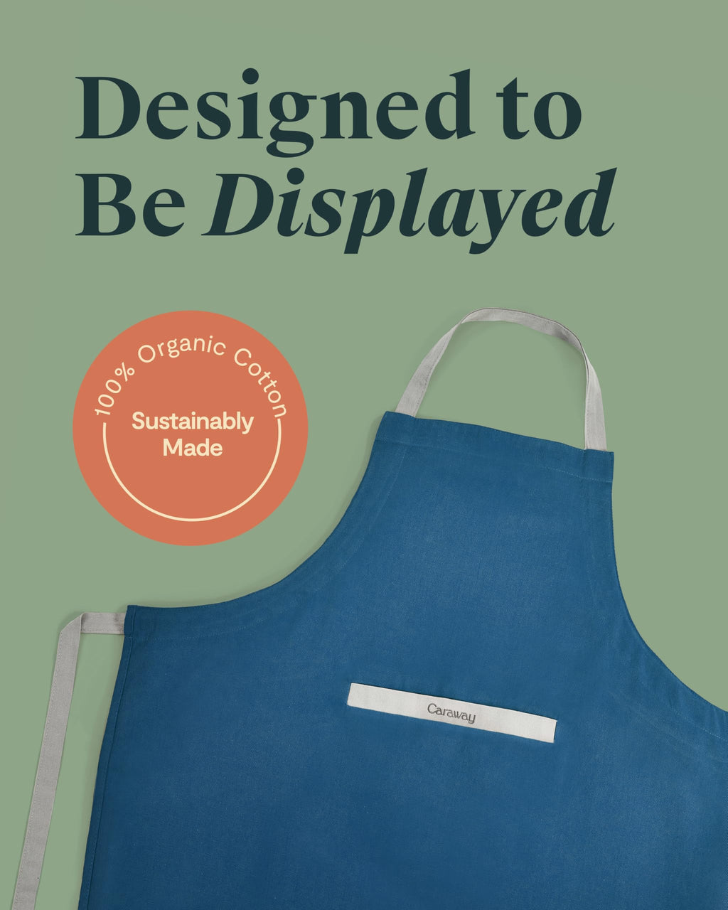 Caraway Apron - 100% Organic Cotton Apron - Features 2 Pockets & Adjustable Neck Strap