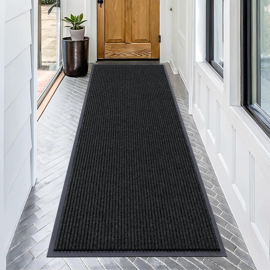 OLANLY Front Door Mat Indoor Outdoor Entrance, Waterproof Heavy Duty Doormat, Fade Resistant, Low Profile, Easy Clean Patio Porch Welcome Floor Mats for Entry, 29.5x17, Grey