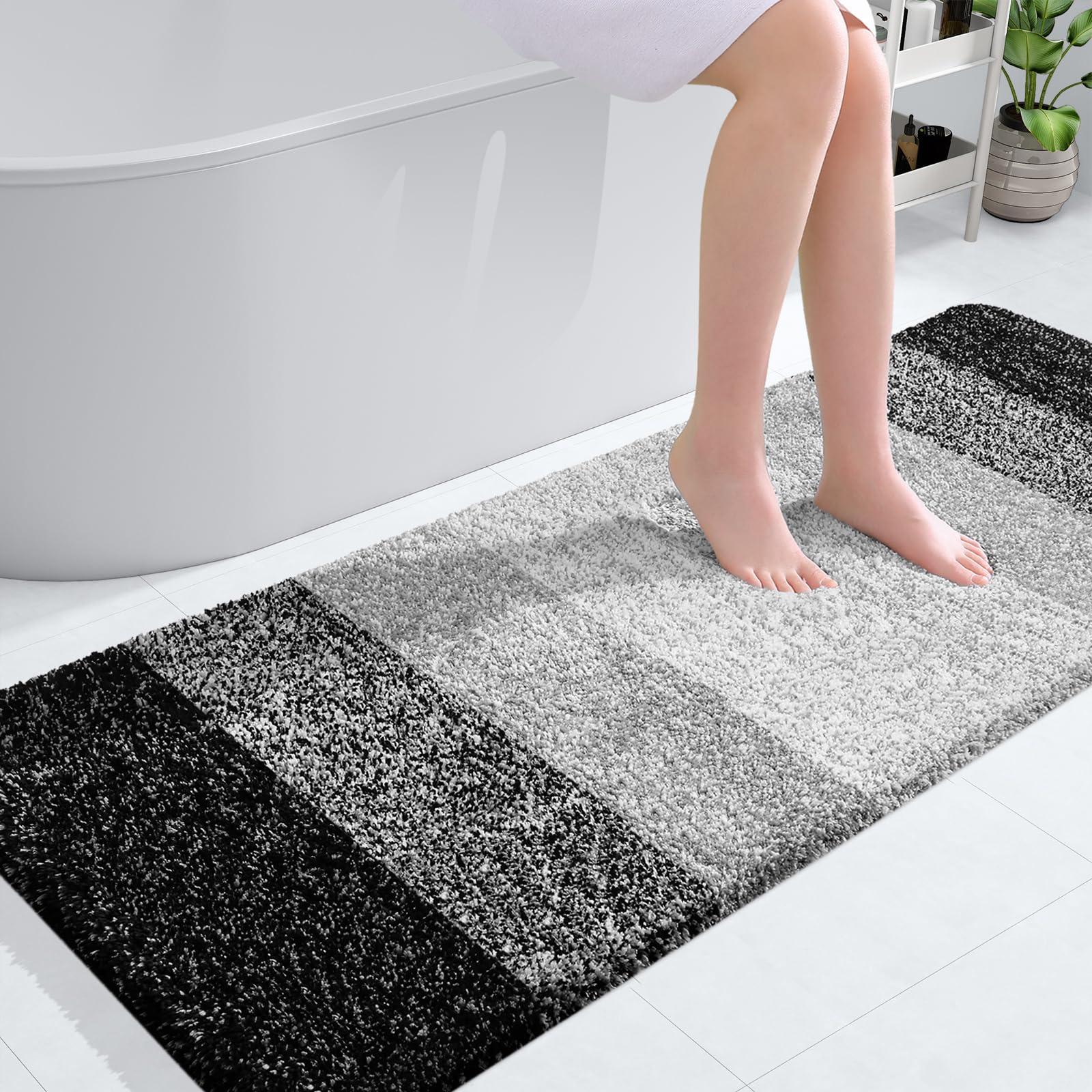 OLANLY Bathroom Rugs Mat 30x20, Extra Soft Absorbent Microfiber Bath Rugs, Rubber Backing, Quick Dry, Machine Washable Bath Mats for Bathroom Floor, Tub and Shower, Home Decor Accessories, Grey
