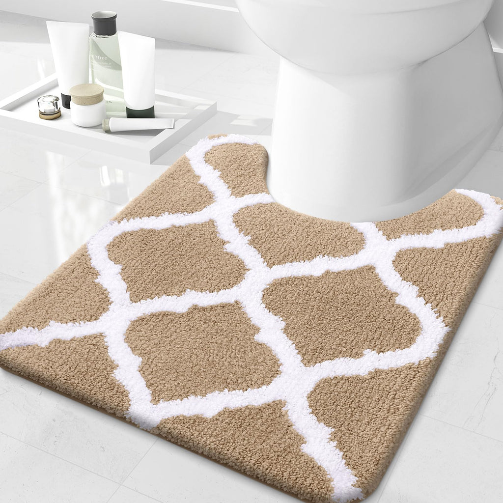 OLANLY Bathroom Rugs 24x16, Soft and Absorbent Microfiber Bath Rugs, Non-Slip Shaggy Shower Carpet, Machine Wash Dry, Bath Mats for Bathroom Floor, Tub and Shower, Grey