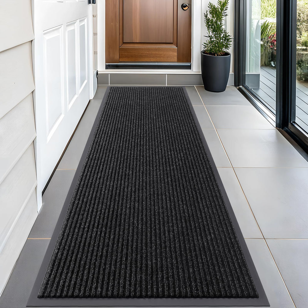 OLANLY Front Door Mat Indoor Outdoor Entrance, Waterproof Heavy Duty Doormat, Fade Resistant, Low Profile, Easy Clean Patio Porch Welcome Floor Mats for Entry, 29.5x17, Grey