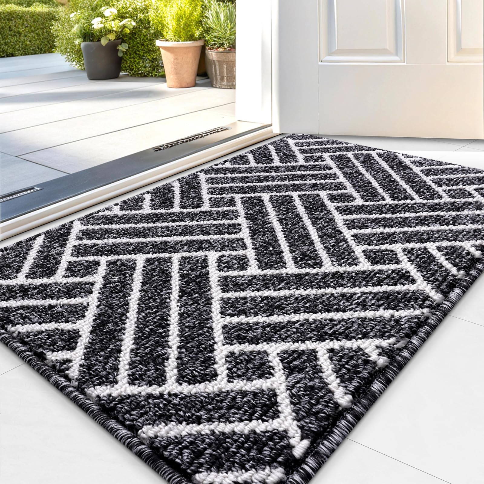 OLANLY Indoor Door Mat, 32x20 Inch, Dirt Resistant and Absorbent, Non-Slip Rubber Backing Floor Mats, Easy Clean Low-Profile Doormat for Entryway, Front Door, and Inside Entrance, Grey