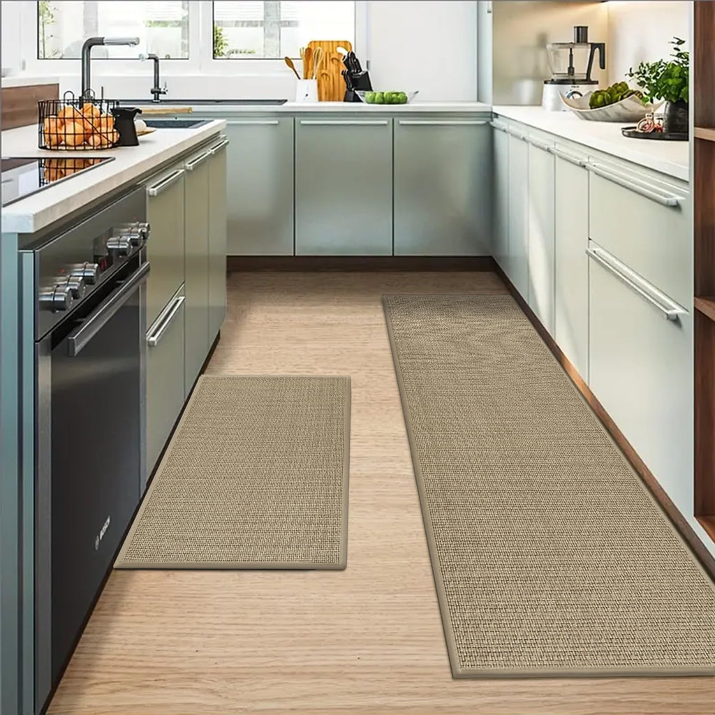 Artoid Mode Washable Non Slip Kitchen Rugs and Mats Set of 2, Rubber Backing Absorbent Kitchen Mats for Floor Front of Sink - 17x29 and 17x47 Inch