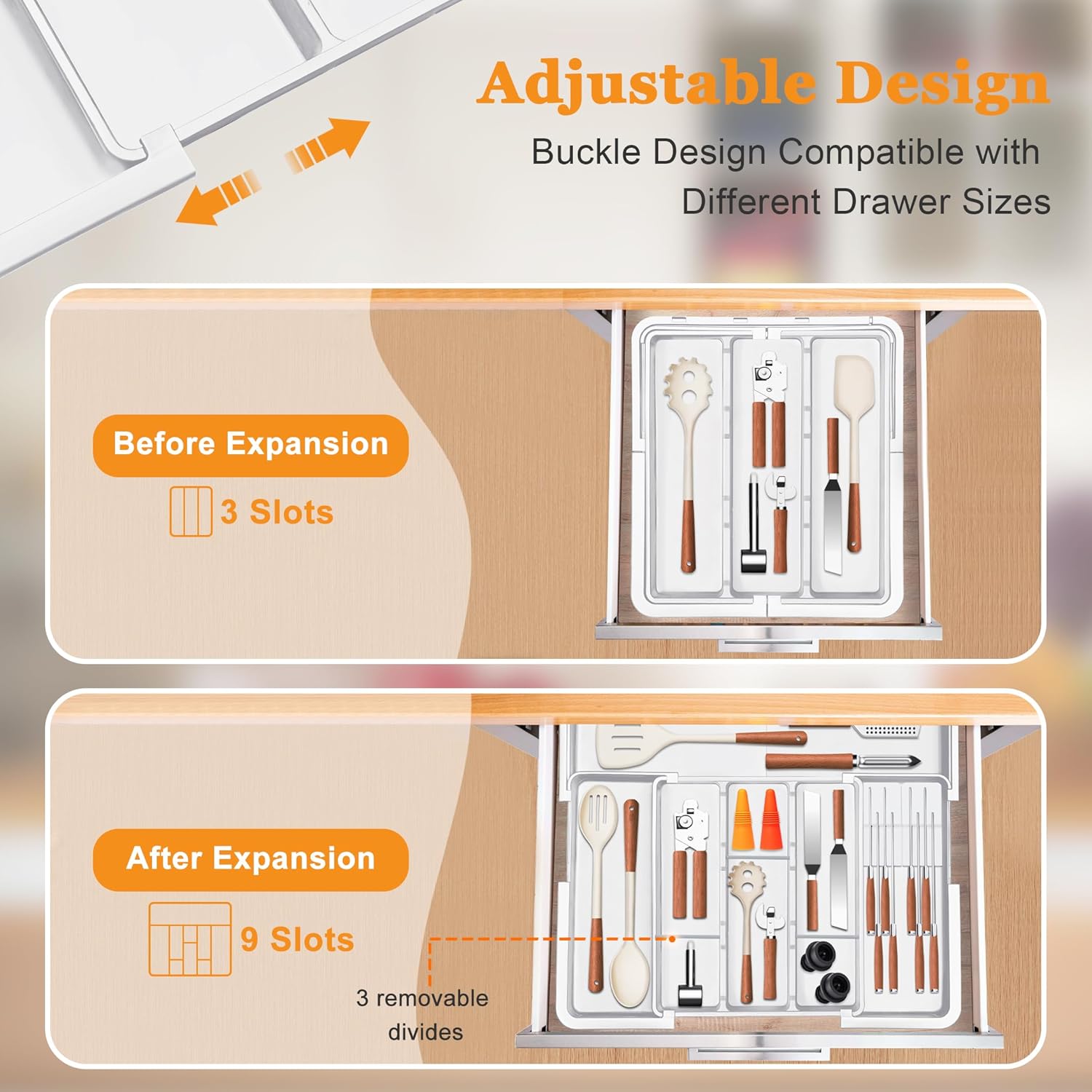 Homecor Silverware Drawer Organizer Utensil Drawer Organizer for Kitchen White