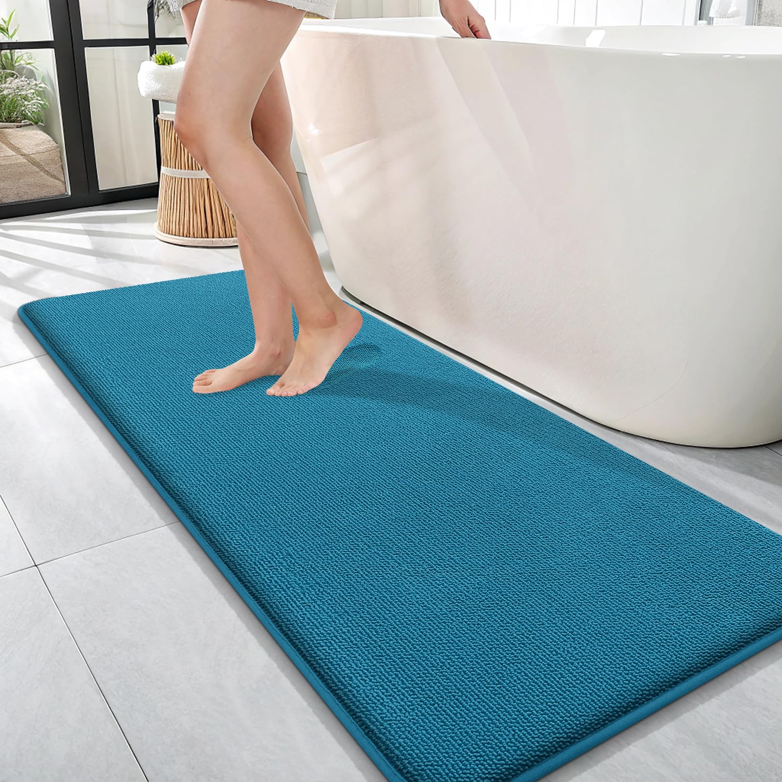 OLANLY Thick Memory Foam Bath Mat Rug 30x20, Extra Soft Absorbent Bathroom Rugs, Quick Dry Bath Mats, Non-Slip, Machine Washable Carpet for Bathroom, Tub and Shower, Home Decor Accessories, Grey