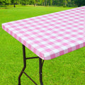 Smiry Rectangle Picnic Table Cloth, Elastic Waterproof Fitted Vinyl Tablecloths, Flannel Backed Buffalo Plaid Table Covers for Dining, Camping, Outdoor (Black and White, 30" x 72")