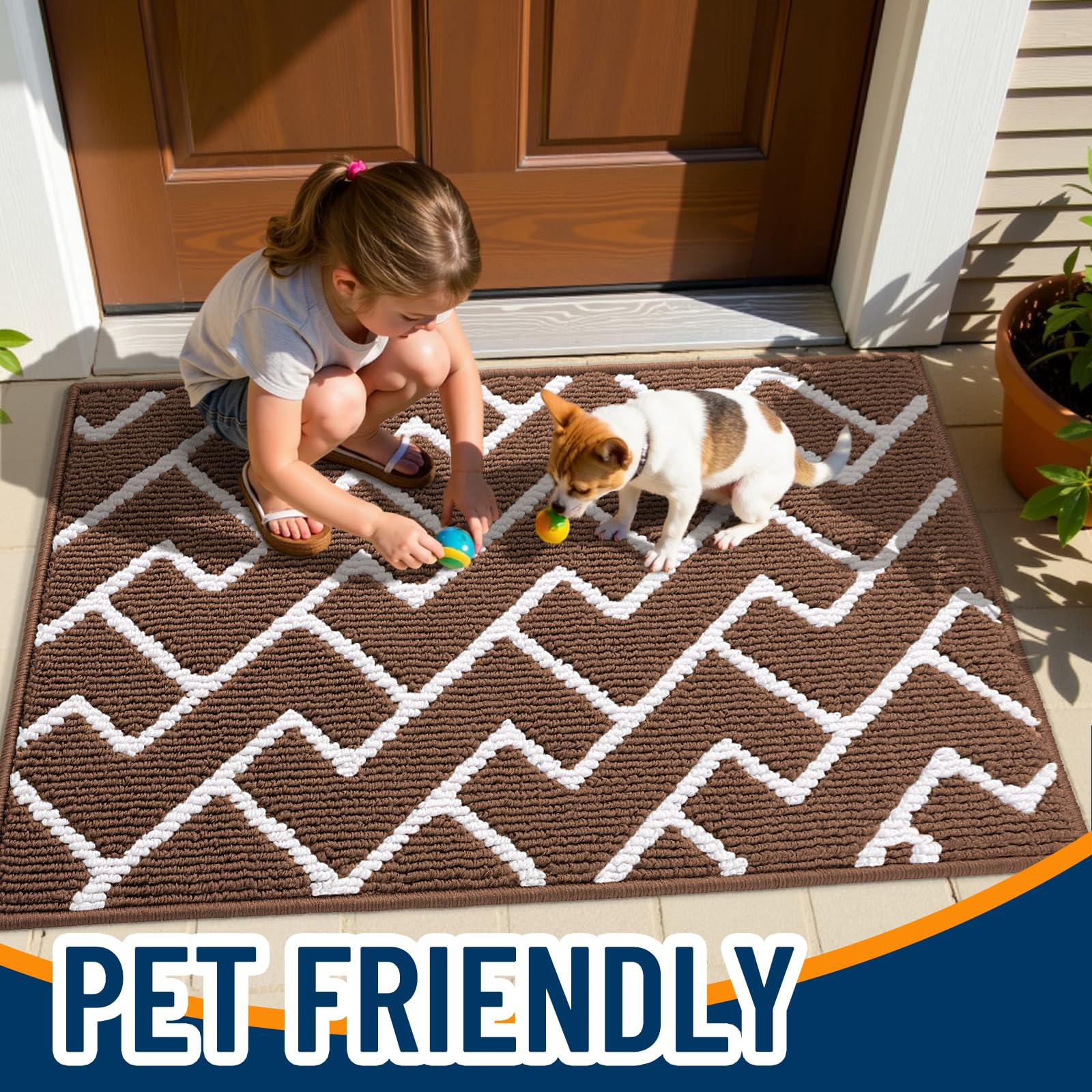 OLANLY Front Door Mat, Non-Slip Rubber Backing, Dirt Resistant and Absorbent, Washable, Easy to Clean Low-Profile Indoor Doormat for Back Door, Entryway, Inside Entrance, 32x20, Grey