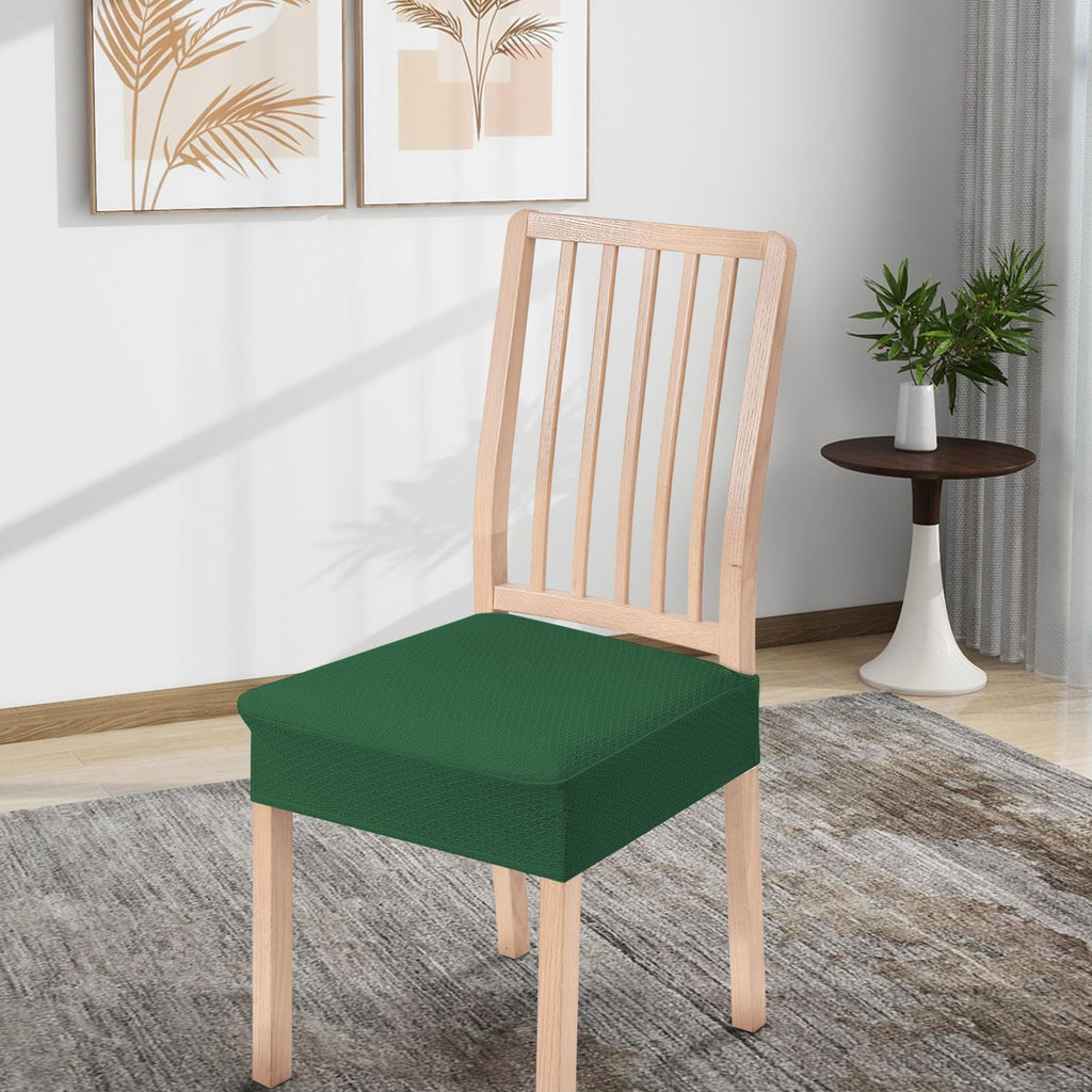 Smiry Stretch Jacquard Seat Covers for Dining Room Chairs Set of 6, Removable Washable Chair Seat Protector Slipcovers, No Rear Covers, Beige