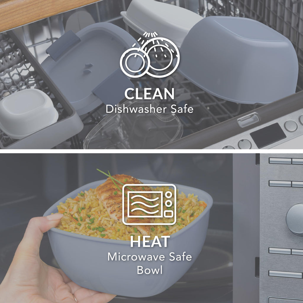 Bentgo Salad Container - 54 oz Bowl with 4-Compartment Toppings Tray, Leak-Proof Dressing Container, Reusable Fork, BPA-Free Lunch Box for Meal Prep & Food Storage; Removable Bento Tray (Khaki Green)