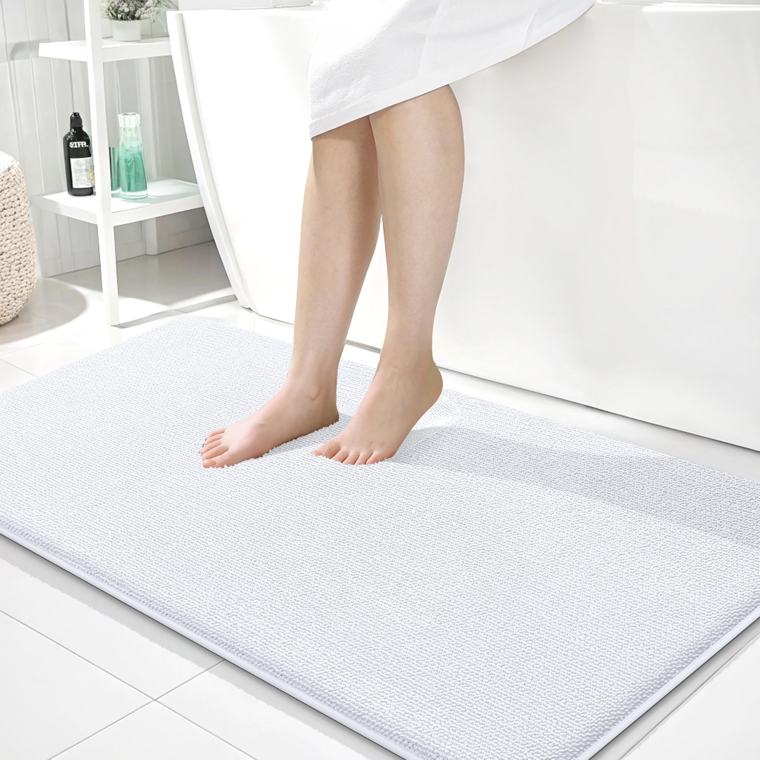 OLANLY Thick Memory Foam Bath Mat Rug 30x20, Extra Soft Absorbent Bathroom Rugs, Quick Dry Bath Mats, Non-Slip, Machine Washable Carpet for Bathroom, Tub and Shower, Home Decor Accessories, Grey